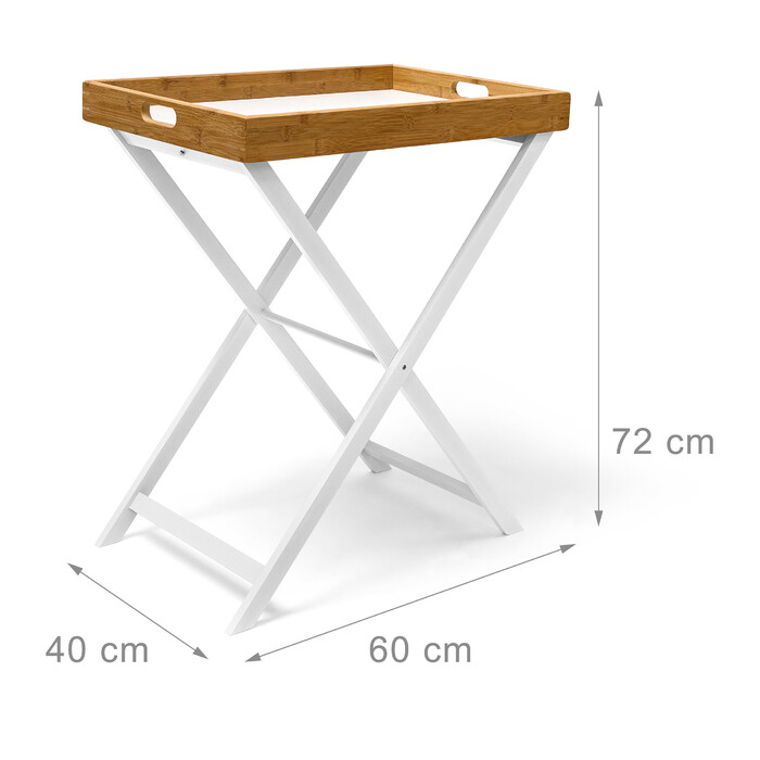 Relaxdays Wooden & Bamboo Side Table, 72 cm