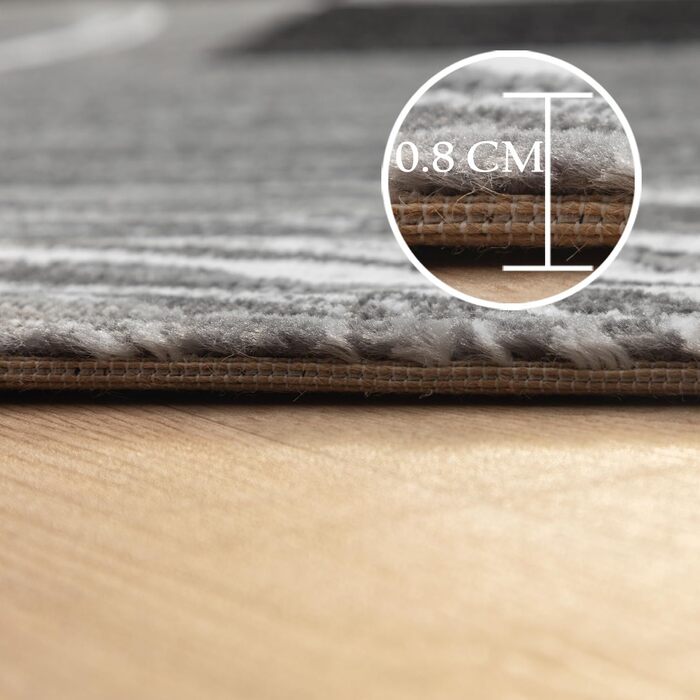 Килимок для вітальні, спальні, їдальні, коридору, кухні. Сучасний килим з геометричним візерунком, м'який, короткий ворс, легкий у догляді. Чорний, 140 x 200 см.