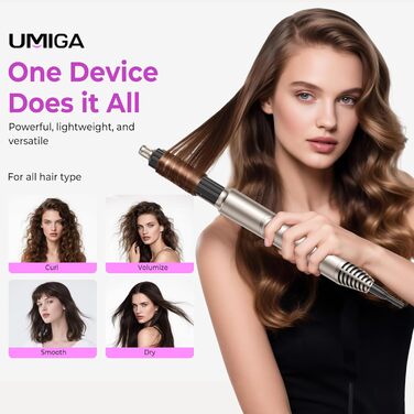 Фен-щітка 6 в 1 Airstyler: стайлер для волосся, локони, випрямлення, термощітка, чорний, з насадкою-дифузором