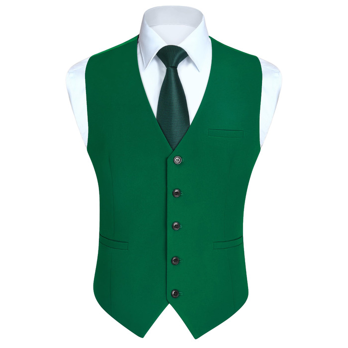 HISDERN Чоловіча жилетка для весілля, вечірки, балу, зелена (XXL, розмір 2)