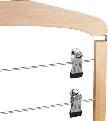 9 x Rock Hangers, Trouser Hangers Wood, 360° Swivel Hook, Clothes Hangers Non-Slip, HBT 45.5x39x2.5 cm, Silver/Natural