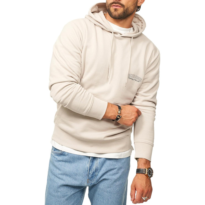 Чоловічий худі JACK & JONE з капюшоном, логотип, кремово-білий (M)