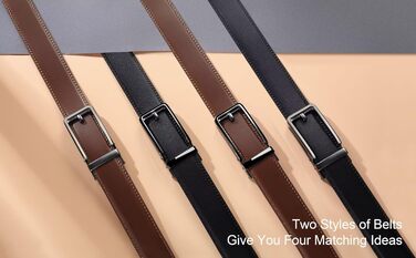 Чоловічий шкіряний ремінь CHAOREN 2 шт. чорний/коричневий – автоматичний ремінь, 35 мм, з подарунковою коробкою, дизайн для будь-якого випадку та вбрання, розмір 90-105 см