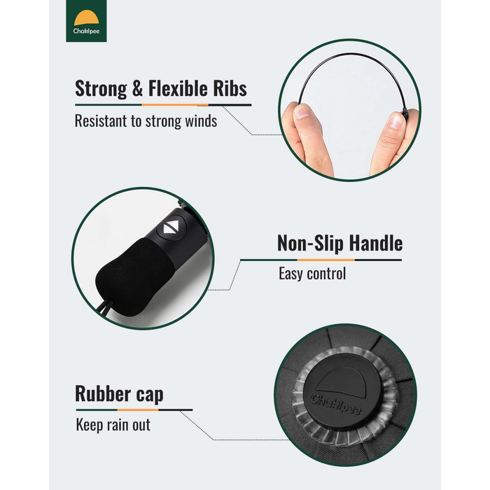 Чакіпі Регульований парасолька великого розміру, стійкий до сильного вітру, з відбиваючим покриттям, для чоловіків та жінок – автоматичний парасолька-тростина, компактний, для подорожей, чорний, покриття 210T, діаметр 106 см