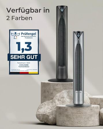 CoolHome CF2206 Турбовентилятор з пультом керування - тихий підлоговий вентилятор з таймером, 96 см, срібний