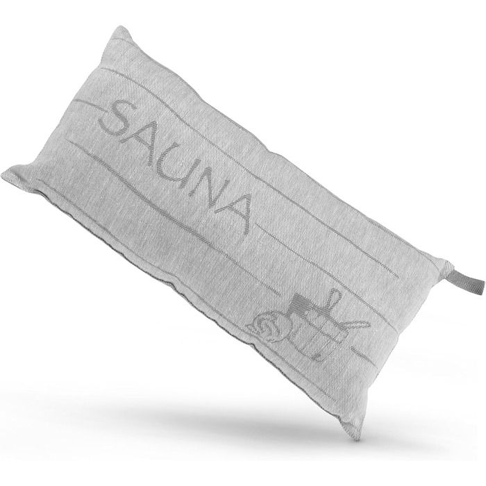 Преміальна подушка для сауни, подорожей та відпочинку Sositex SAUNIA 45x22 см, льон/бавовна, сіро-біла