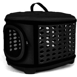 Складана переноска для кота, переноска для кота/маленьких собак, чорна, з м'яким матом