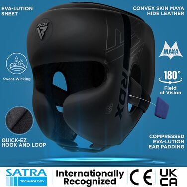 RDX Kids Headguard: Maya Hide Leather Boxing Headgear for Kickboxing, MMA, Muay Thai, Karate, Taekwondo Training & Sparring - Black, Standard