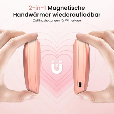 Електричні грілки для рук - 2 шт, серцеподібні, 5200mAh - ідеальні для жінок, подарунок, для активного відпочинку, полювання, кемпінгу