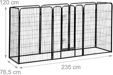 Вольєр для цуценят Relaxdays: великий вольєр для собак, цуценят та дрібних тварин для дому та саду, 100 x 76,5 x 235 см, чорний, XXL
