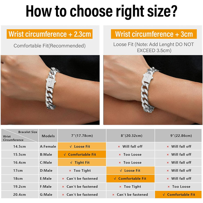 Чоловічий браслет KRKC&CO, кубинський ланцюг, 18 мм, Miami Iced Out, кубинське панцерне з'єднання, 18-каратне золото, міцний, Urban Streetwear, браслет у стилі хіп-хоп для чоловіків (срібний, 14 мм, 22.9 см)