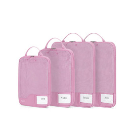 Органайзери для валізи ECOHUB (4 шт.) з мішком для одягу, набір екологічних пакувальних кубів для рюкзака та валізи, зелений/рожевий