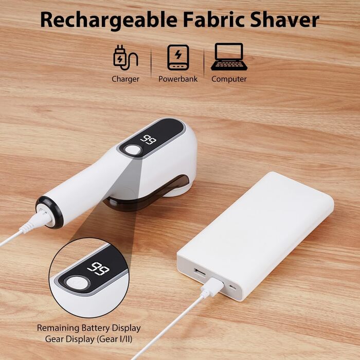 Електричний видалення ворсу HOTUT: 3 леза, LED-дисплей, 2 режими, для одягу, диванів, килимів