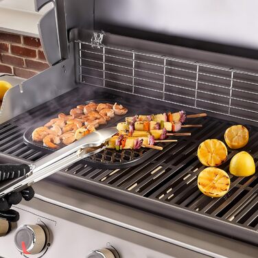 Решітка для гриля Wiltec з чавуну 29 x 38 см, підходить для вугільного та газового гриля, для приготування барбекю, емальована, квадратна