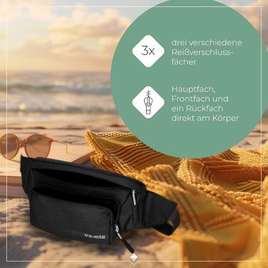 Чорна поясна сумка Travelite Kick Off: 30 см, 5 л, для подорожей та спорту