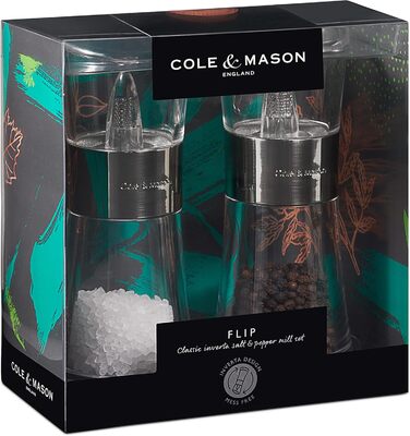 Набір з 2 мельниць для солі та перцю Cole & Mason Flip 180 Chrom, ручні, акрил, 154 мм, Classic Inverta Chrom