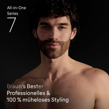 Braun Series 7 All-in-One 12-в-1: Триммер для бороди, носа, волосся (обличчя, тіла, голови) AIO7545, сірий, акумулятор 120 хв, 14 насадок (0.1-21 мм), водонепроникний