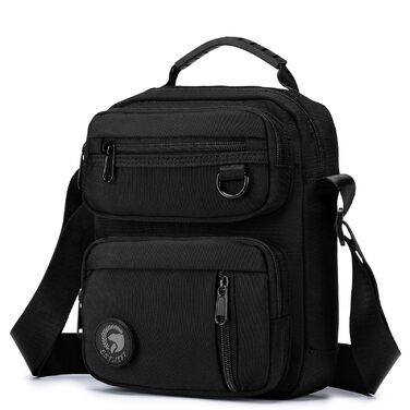 Чоловіча нагрудна сумка через плече Klein з нашивками на липучці, мульти-кишені, водовідштовхувальна, тактична, чорна