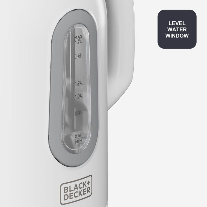 Електричний чайник BLACK+DECKER BXKE2202E, 2200W, 1.2L, поворотний на 360°, зручний для лівшів, з автовимкненням