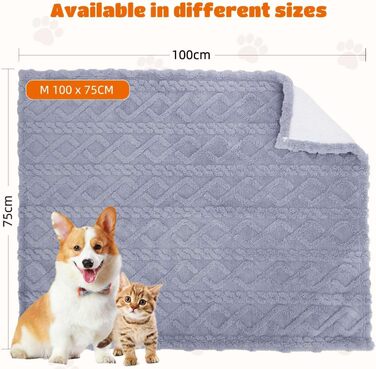 Водонепроникний коврик для собак Nobleza XXL (203 x 152 см), м'який та пухнастий, для собак та котів, можна прати в пральній машині, двосторонній чохол для захисту дивану, (M (100 x 75 см), світло-блакитний)