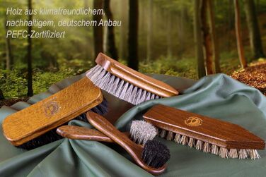Premium Rosshaar Shoe Brush Shoe Care Set - 2 x Extra-Large Polishing Brushes - 2 x Rosshaar Application Brushes - 2 x Brand-Name Shoe Cream - Coconut Fiber Dirt Brush - Shoe Care Made in Germany