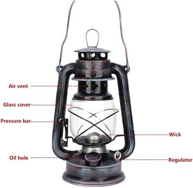 Ретро гасова лампа POFET, червона, класична настільна ліхтарня для дому, саду, кемпінгу, антимоскітна, цитронелова олія