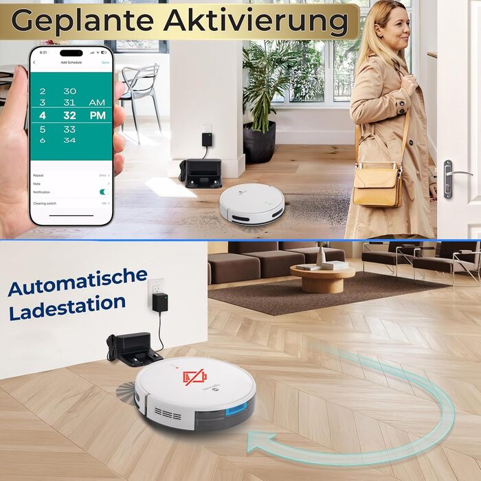 Робот-пилосос SereneLife з функцією миття підлоги, 3-в-1, керування через додаток, ідеальний для шерсті тварин та килимів (3000Pa)