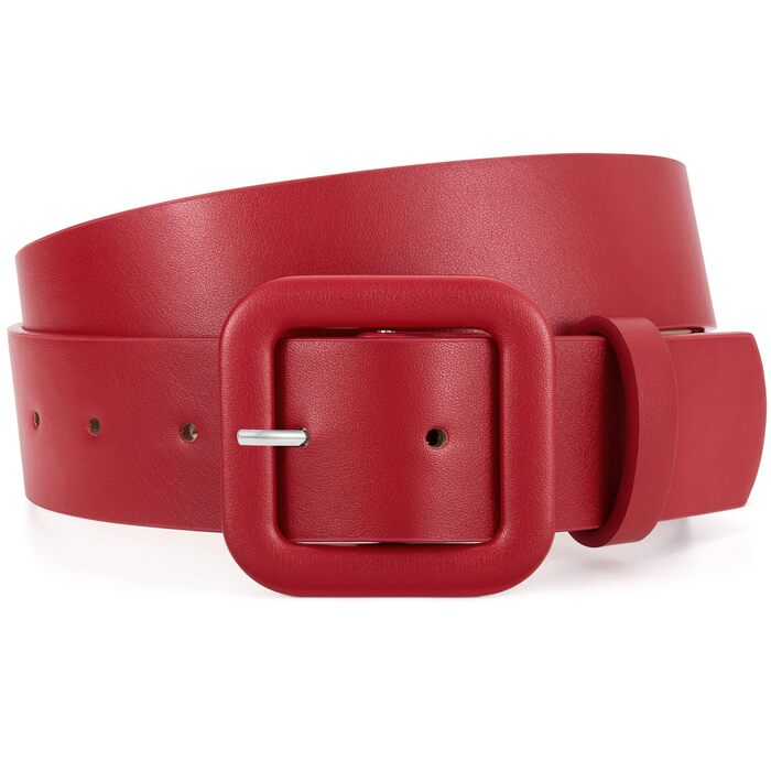 Жіночий шкіряний пояс JasGood широкого крою, колір: червоний, довжина 120 см (під талію 88-100 см)