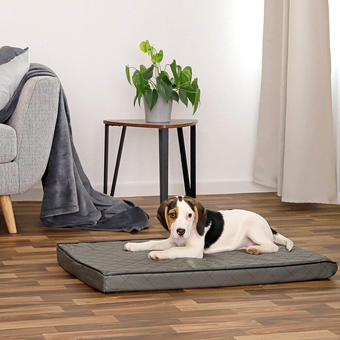 Ортопедичний килимок для собак Lionto з Memory Foam, 80x55 см, сірий. Знімний чохол, антиковзаюча підкладка.