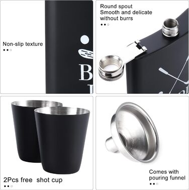 Фляга з нержавіючої сталі 8oz (240мл) з подарунковим набором: 2 склянки та воронка. Фляга для віскі, вина, горілки. Зручна для транспортування алкоголю.