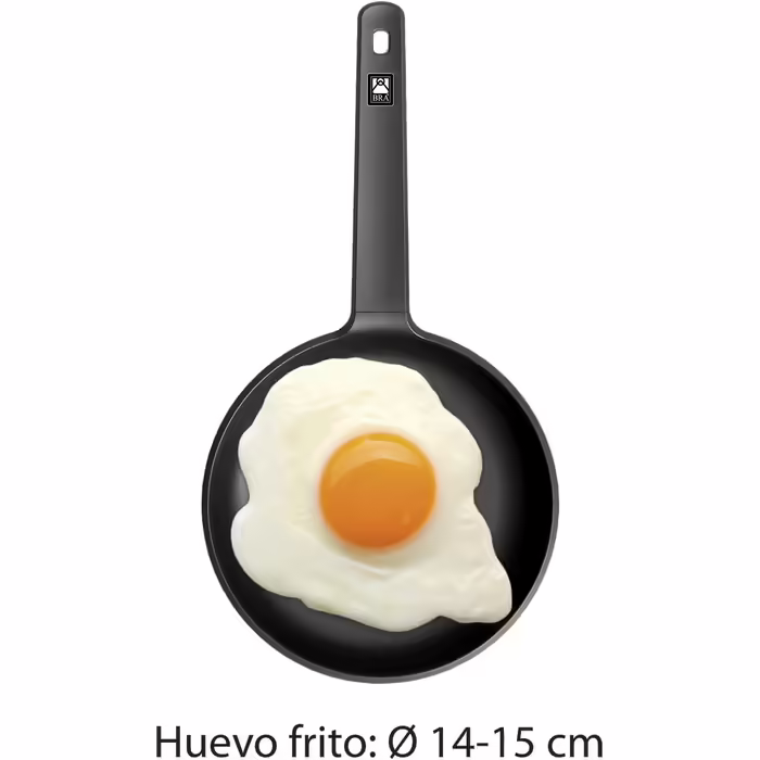 BRA Efficient | Frying Pan, Black, 16 cm, suitable for all kitchen types including induction, PFOA-free, aluminum
