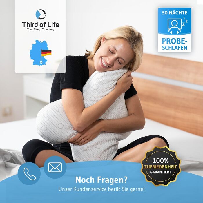 Ергономічна подушка для сну на боці ACAMAR (Memory Foam) з терморегулюючим чохлом, форма метелика, біла