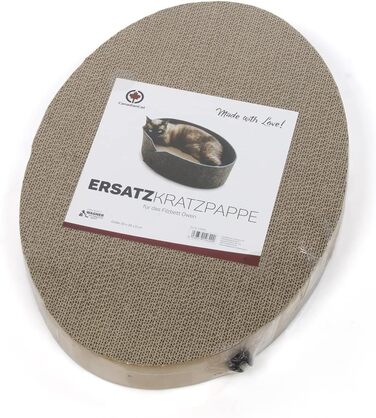 Кігтеточка для котів CanadianCat Owen XL, діаметр 50 см, сірий фетр, з хвилястим картоном