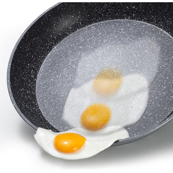 STONELINE Back to Nature Crepe Pan Induction 25 cm, Omelette Pan coated with real stone particles, Pancake/Pancake Pan Non-Stick, Fat-Free Frying, All Cooktops, Wood-Look