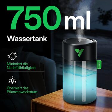 VIVOSUN AeroStream U075: USB-увлажнитель повітря, 750 мл, 2 режими туману, автовимкнення, смарт-пульт VGrow, для гроубоксів