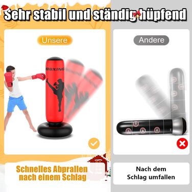 Дитячий боксерський мішок XBEN 170см, надувний, для карате, таеквондо, MMA, червоний