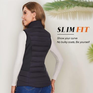 Тепла жилетка Vofuoti для жінок з акумулятором 10000 mAh, чорна, XS. 5 зон нагріву, ідеальний подарунок на Різдво.