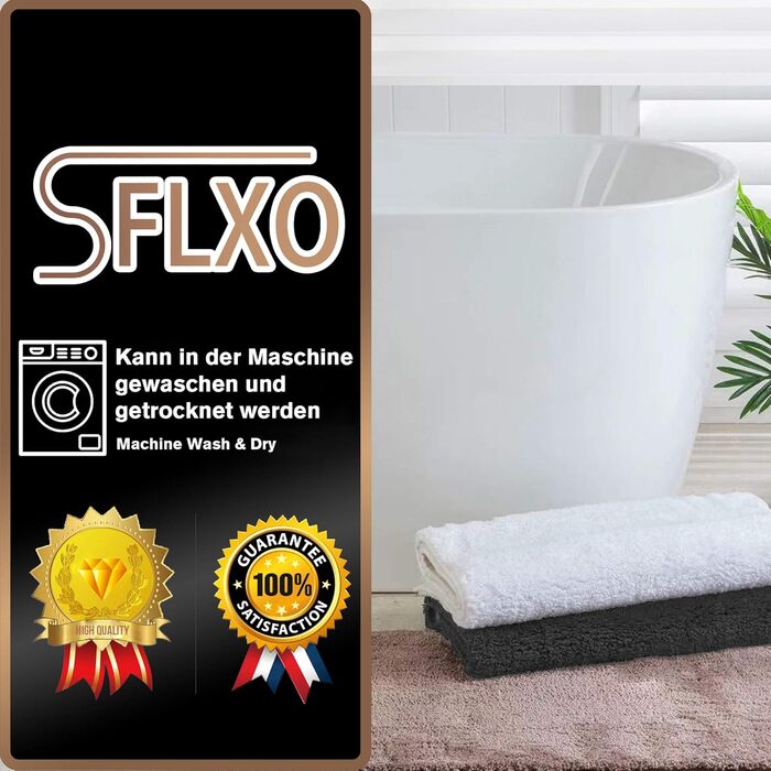 Килимок для ванної кімнати SFLXO 120x70 см, антиковзаючий, м'який, швидковисихаючий, з мікрофібри, сірий