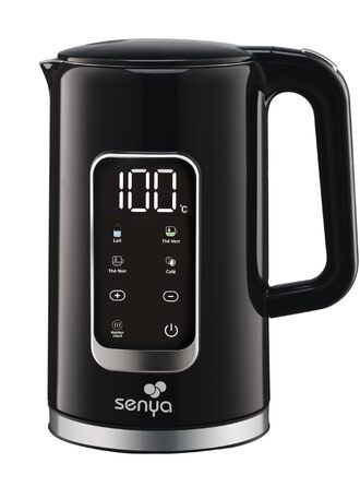 Електричний чайник SENYA, 1.7 л, цифровий дисплей, 5 температурних програм, підтримання тепла, поворотний підставка, чорний колір