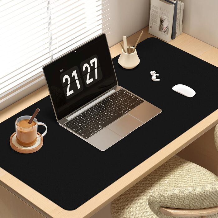 Килимок для миші та столу Vicwe з екошкіри PU, 90x43 см, чорний - захист для офісу та дому