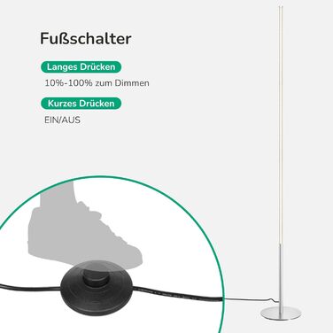 LED торшер Edishine для вітальні, спальні, офісу, 146 см, регулювання яскравості, тепле світло 3000K, з вимикачем на ніжці, срібний (2 шт.)