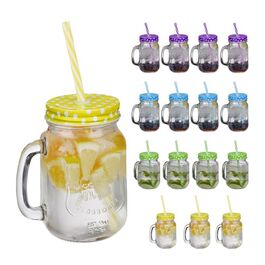 Relaxdays Colorful Drinking Glasses with Lids - Set of 16