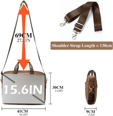 Сумка для ноутбука BAGZY 14-15.6 дюймів чоловіча шкіряна бізнес-сумка через плече коричнева