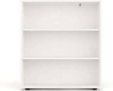 Білий книжковий стелаж KOMTO Regal 80 см, 3 рівні, з регульованими полицями, 80x90x24 см, універсальний для зберігання