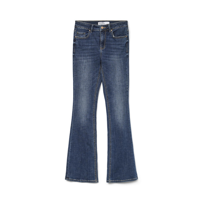 Джинси жіночі VERO MODA VMFLASH, середньої посадки, розкльошені, L/32L, темно-синій денім