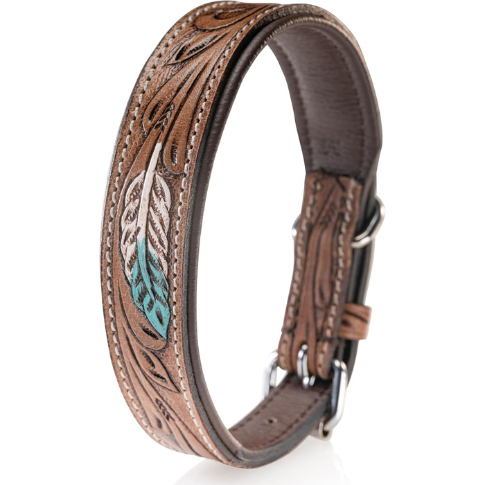 Стильний шкіряний нашийник для собак Джек Рассел, ручної роботи, з м'якою підкладкою, XL (46-58 см)