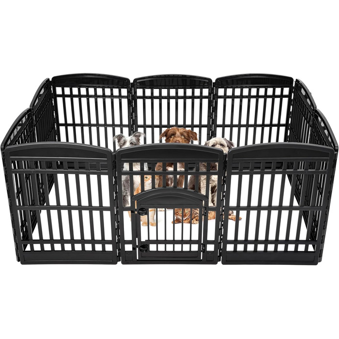 Клітка для собак IRIS USA 586690, пластикова, з дверцятами, 8 панелей, 61 см висота, біла