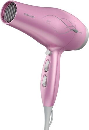 Фен GRUNDIG HD 6280: 2200 Вт, іонізація, керамічне покриття, олія лотоса, 3 режими, холодний струмінь, рожевий/срібний, 2023 модель