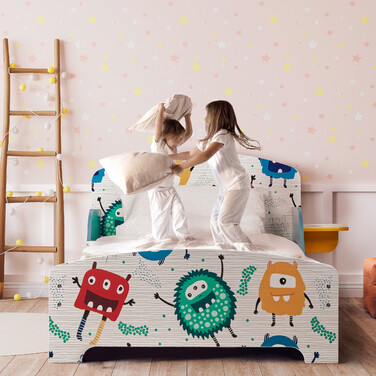 Relaxdays Kids' Bed - Little Monsters with Storage