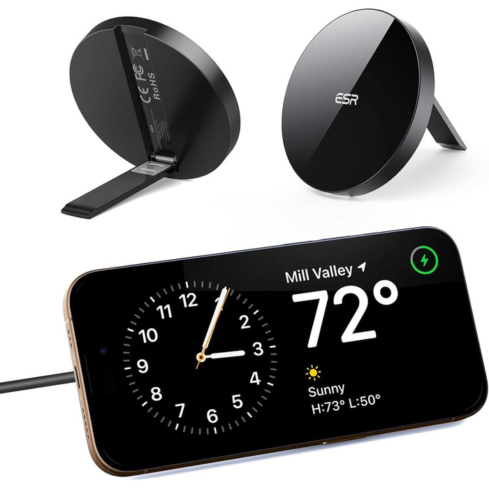 Бездротовий зарядний пристрій ESR MagSafe з підставкою для iPhone 17/16/16 Pro/16 Pro Max/15/14/13, AirPods 4/3/2 Pro, білий (без адаптера живлення)